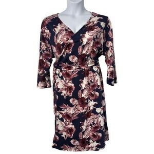LuLaRoe Women's Michelle Floral Blue Wrap Dress Sz 3XL Formal‎ Cocktail Party